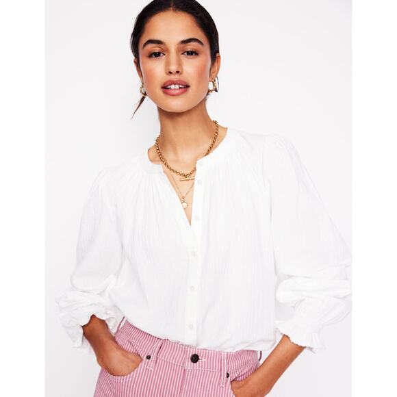 Boden Tops - Boden Evie Double Cloth Top In White Size 8 NWT $69